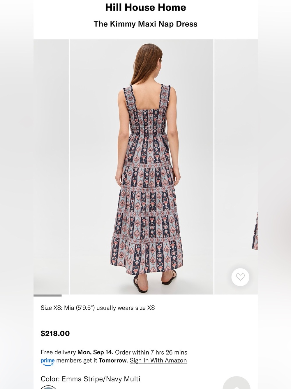 Hill House Home Kimmy Maxi Nap Dress - Medium in Emma stripe/Navy Multi - Picture 5 of 6